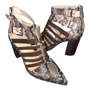 Charles David Diesel Bootie Caged‎ Heels Studded NWOT sz 7.5 Vegan Leather